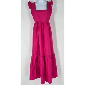o.p.t. Cotton Hot Pink Maxi Dress Size XS Tie Back